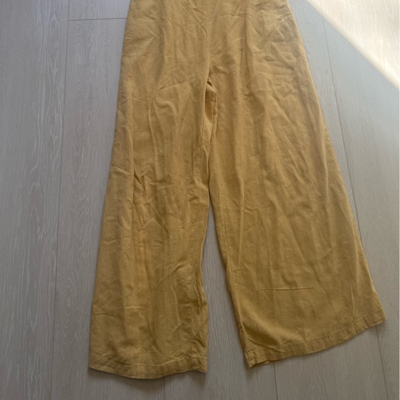 14. Free People Yellow Linen Blend Wide Leg Jumpsuit - Picture 4 of 12